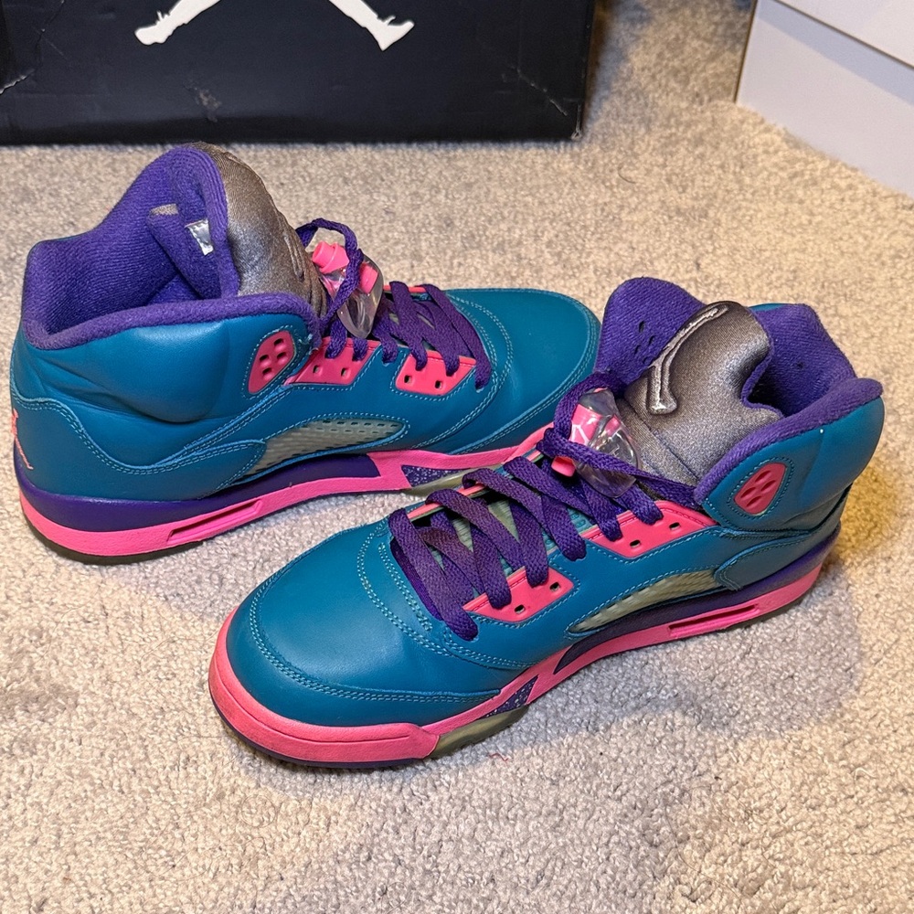 Air Jordan 5 Retro GS Teal and Pink Sneakers